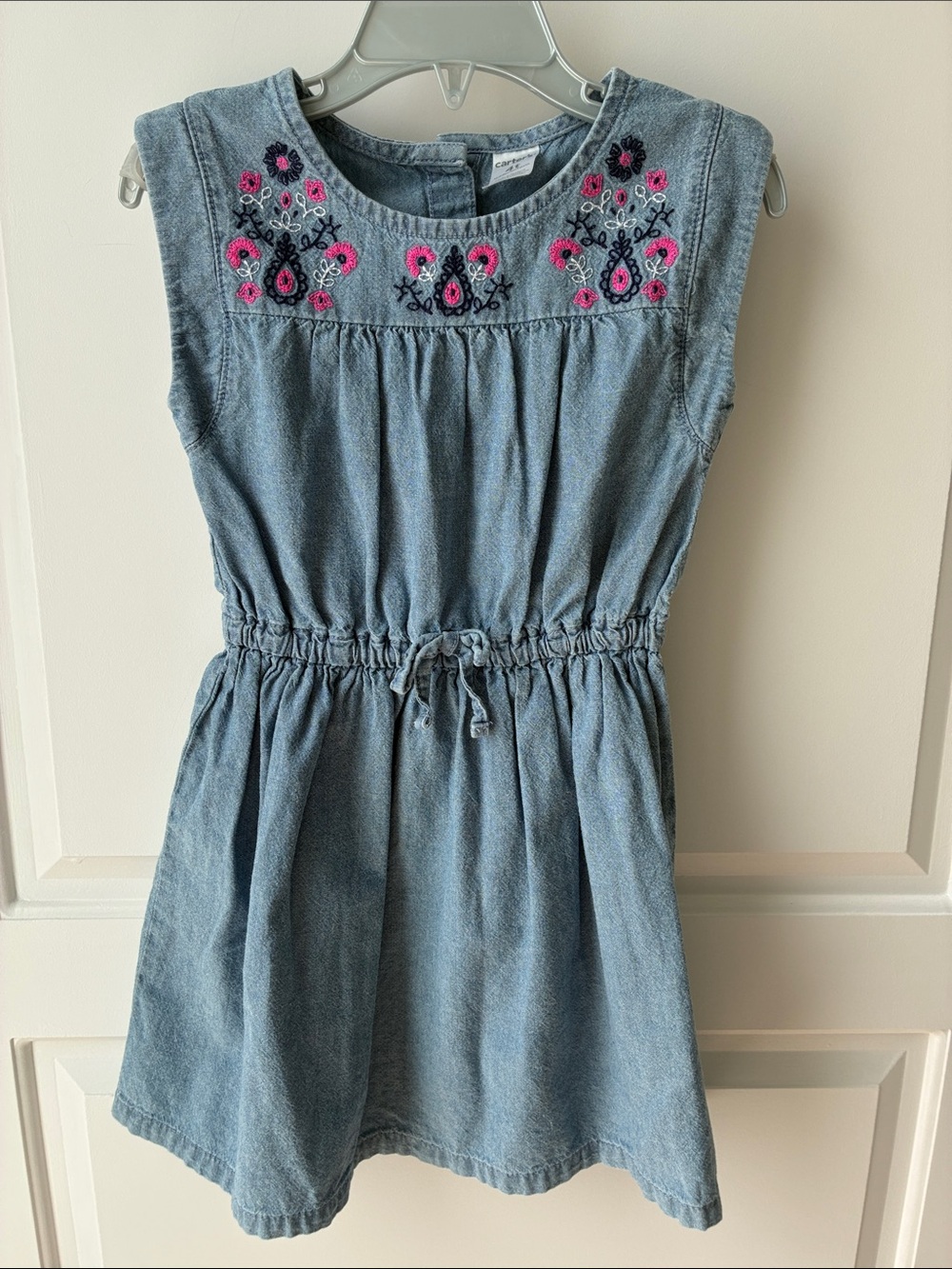 Carter's Girls 4T Chambray Blue Dress with Embroidery